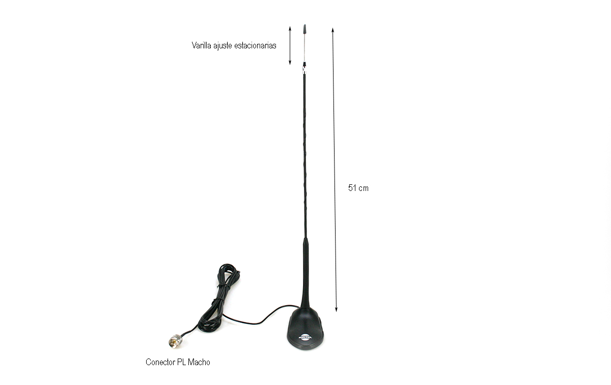 SIRTEL SRTM-ECLIPSE Antena base iman CB-27 cable RG174 Longitud 4 mts