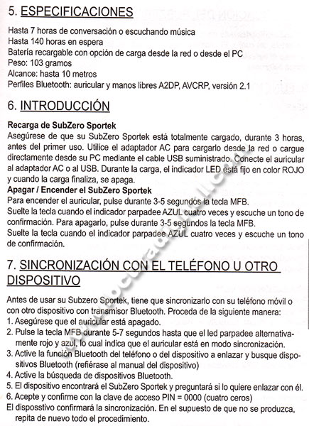 SUB-ZERO Sportek MIDLAND ALAN fone de ouvido Bluetooth.