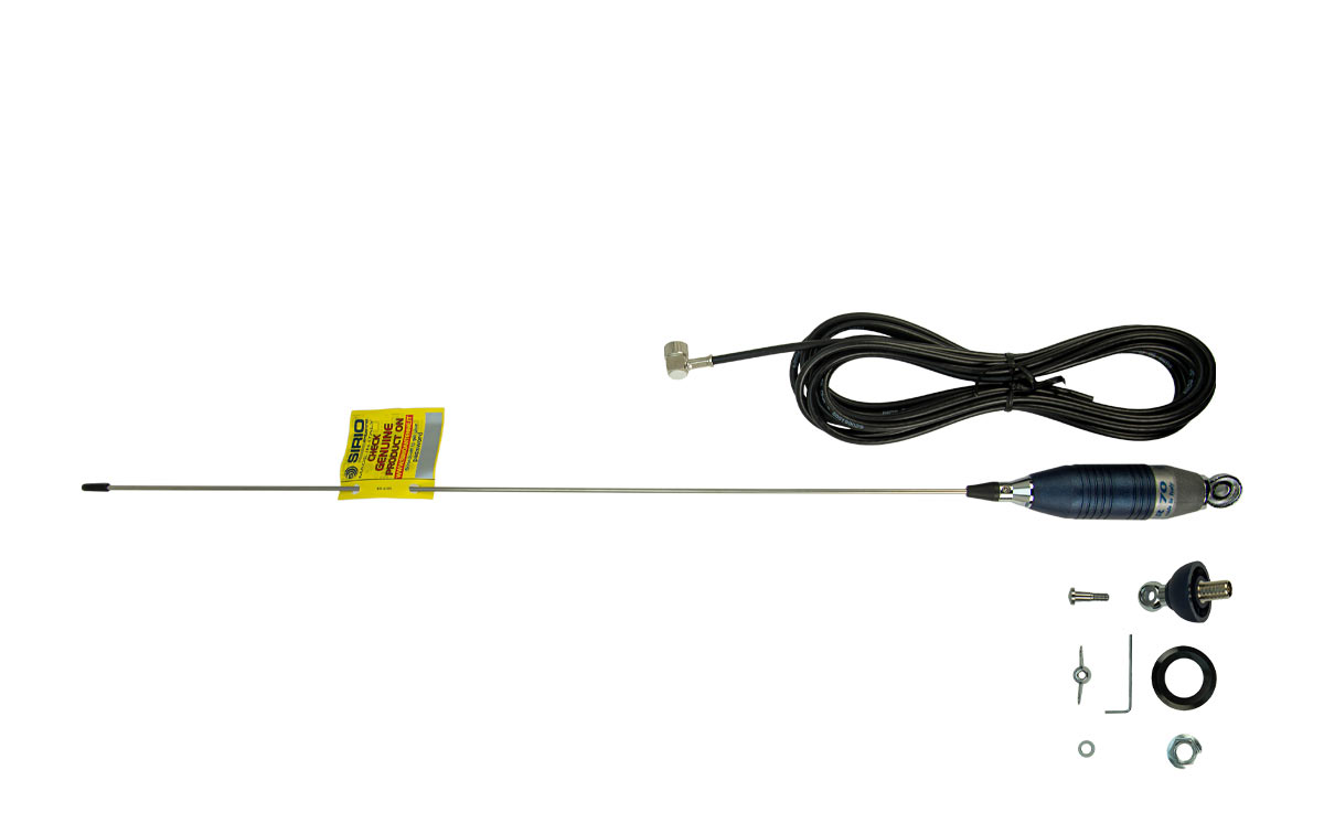 sirio super 70 antena cb 7 mhz. 700 mm. con cable y base tipo palomilla