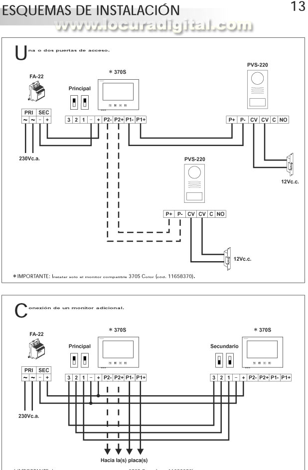 KIT SURF-7-SV-370-S COLOR VIDEO PORTERO SOLO CON DOS HILOS DEDE !! FACIL INSTALACION !!
