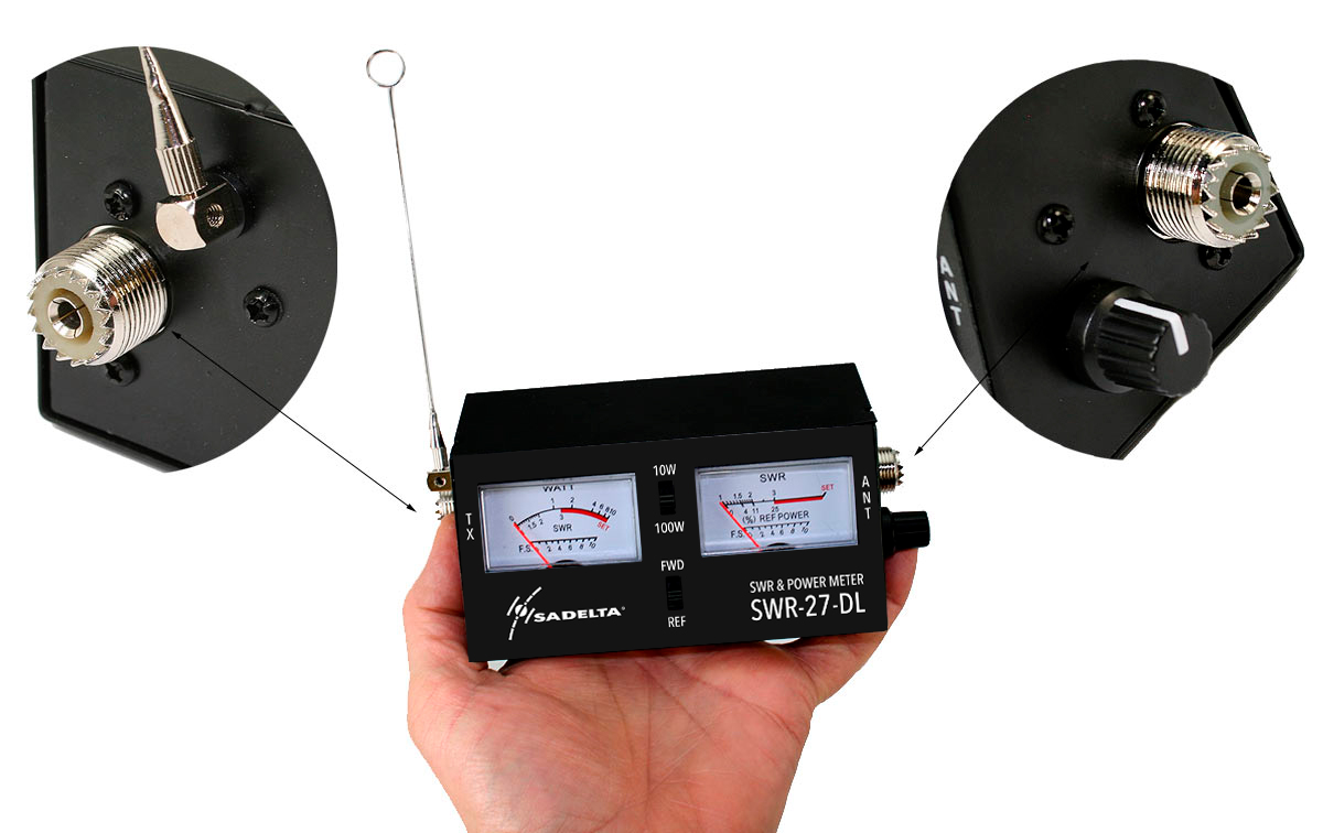 sadelta swr-27dl medidor roe y watímetro para cb, con 2 instrumentos 