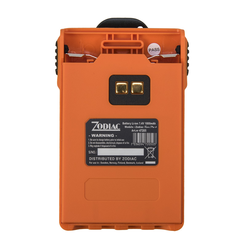 z47205 zodiac batería li ion 7,4 volts. 1800 mah. proline , team pro , e tech iris, safe. color naranja