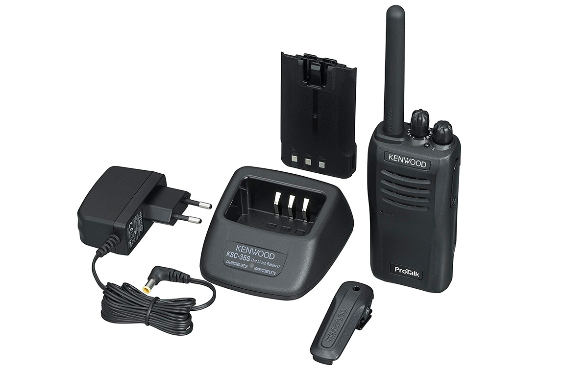 tk3501-kit-x2 kenwood, parejas de dos walkies talkies analógico pmr446 uso libre  2 pinganillos