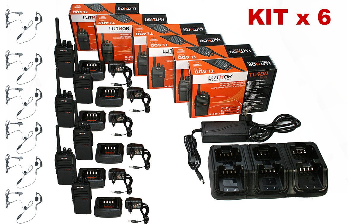 luthor tl446-promtx6 walkie compatible motorola xtni, xt-220 y xt-420 y 6 unidades de regalo pinganillos pin19m 