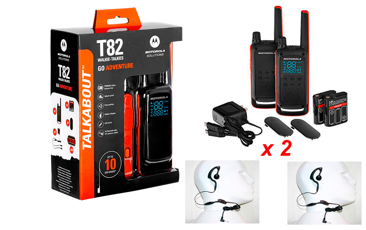 MOTOROLA TLKR T82-KIT 1 pareja de walkies uso libre 2 PINGANILLOS