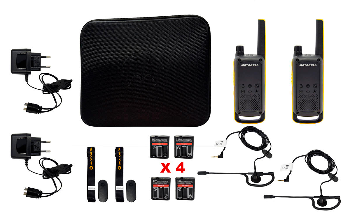 MOTOROLA TLKR T82-EXTREM-BATX4pareja walkies kit 4 baterias  2 PINGANILLOS