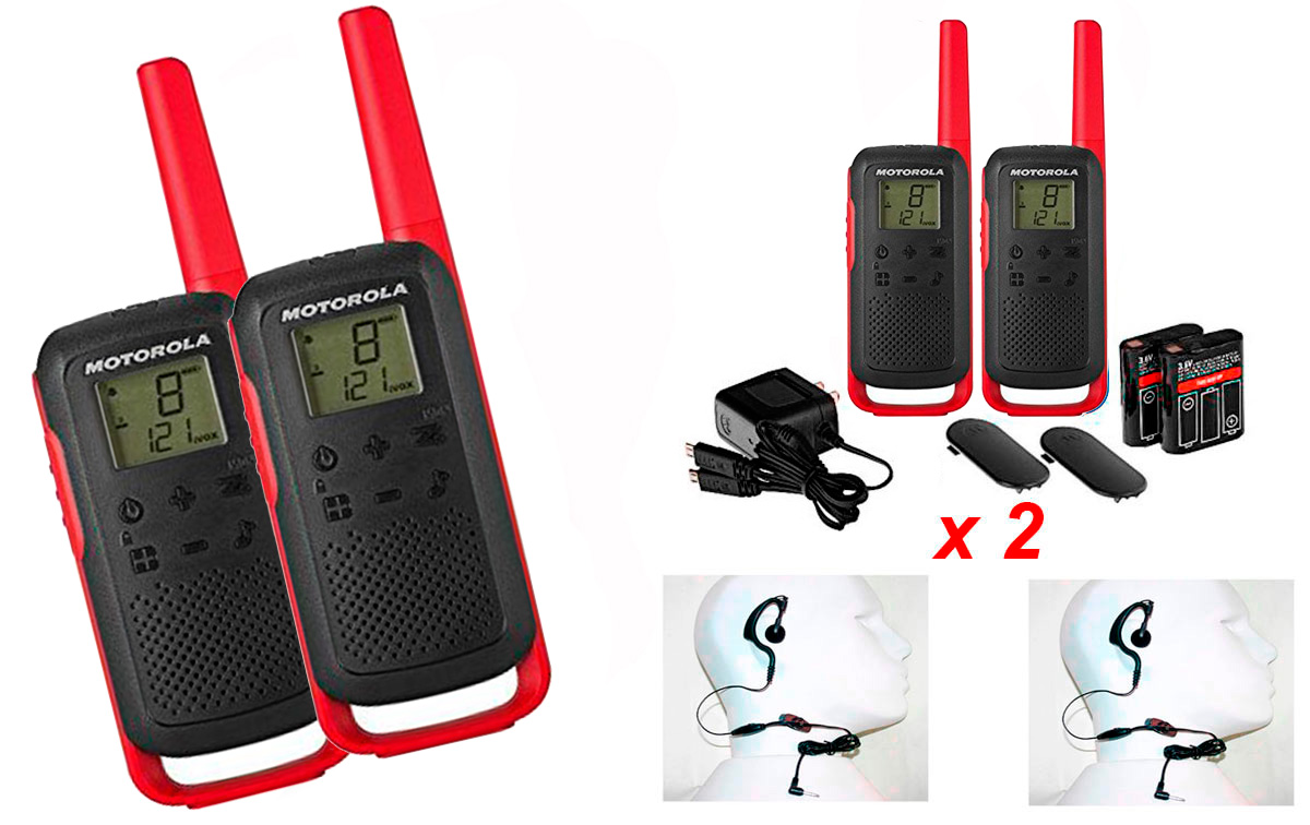 MOTOROLA TLKR-T62-RED pareja walkies uso libre PMR446 color rojo