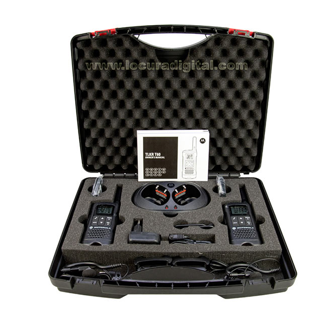 motorola tlkr t60 kit maleta walkie uso libre regalo 2 pinganillos