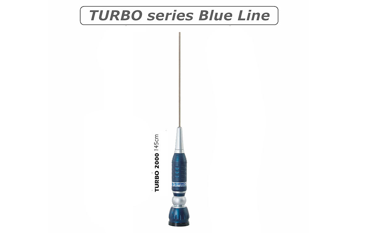 SIRIO TURBO 2000 - Antenas moviles CB 27 Mhz.- TURBO 2000 5/8 onda Varilla conica acero-inox 17/7 PH.- Sistema de rotula 90º. - Base TURBO   4 mts. RG58.-