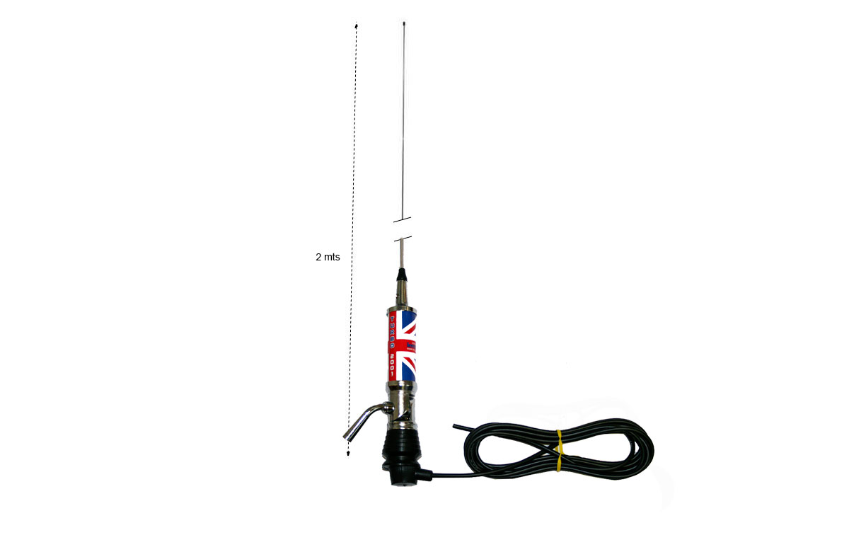 LEMM TURBO2001-UK Antena abatible CB 27 Mhz longitud 200 cm colores bandera INGLESA 