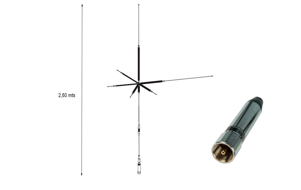 COMET UHV9 Antena portátil 9 bandas: 80-40-20-17-15-10-6-2-0,7 metros 
