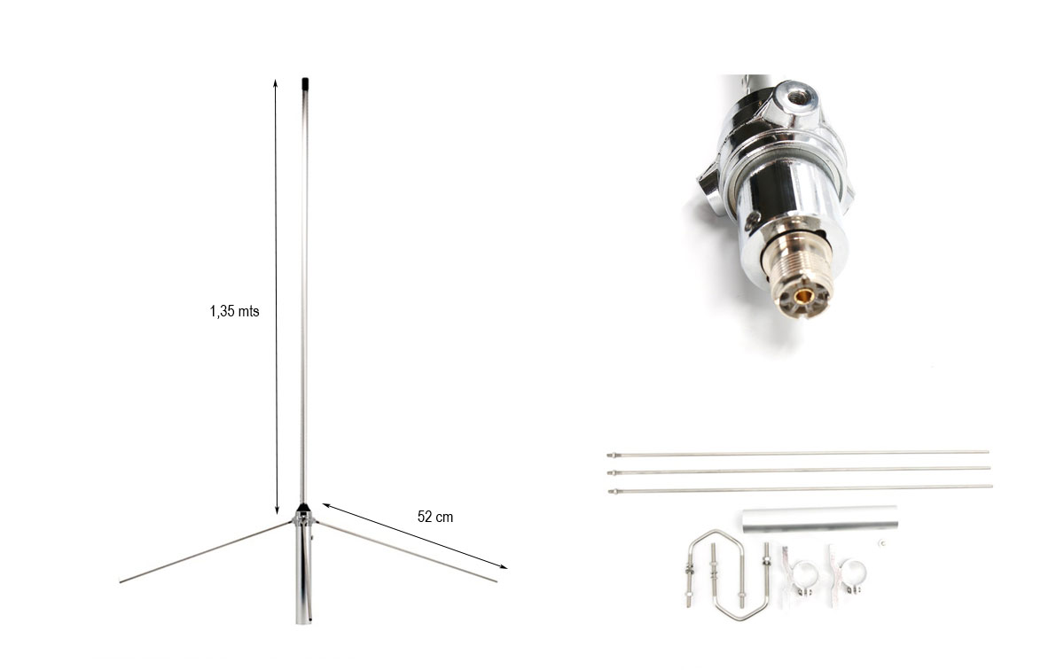 Maas VGP-30-A VHF Antena base VHF144/174 Mhz. Longitud 1,35 metros 