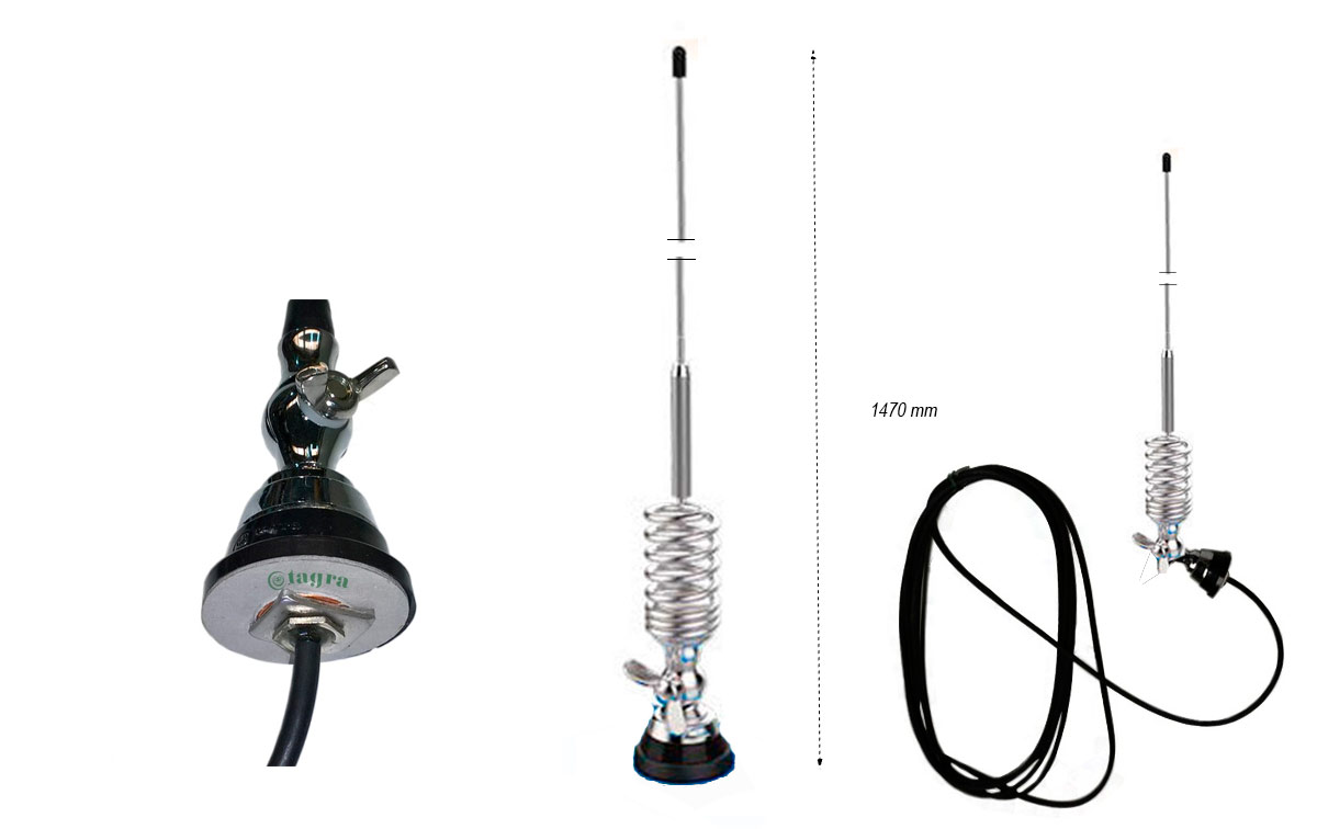 Tagra VH2A Antena Movil VHF 5/8 potencia 150w Longitud1470 mm