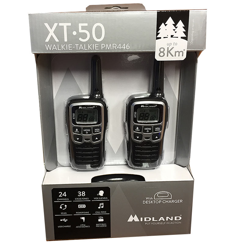 MIDLAND XT-50 couple of free use PMR 446 handhelds