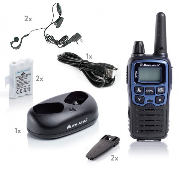 midland xt-60-body pareja walkies pmr446 uso libre color azul metalizado.