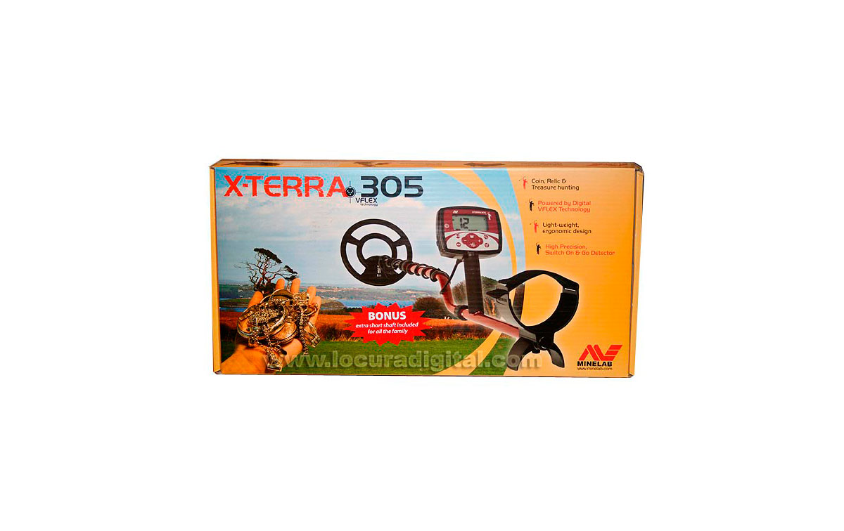 El X-Terra 305 es un detector pensado para aquellos que se inician en esta afición, un detector sólido, sin funciones que pueden confundir. Un detector ideal para aquellos que desean un aparato profesional mientras dan sus primeros pasos en el campo de la detección, un equipo de gran precisión que posee tecnología de frecuencia VFLEX.
