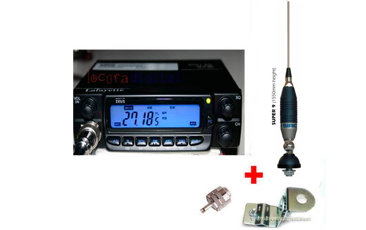 INCLUENT L'ANTENNE SIRIO S9N SUPPORT DES RETROVISEURS KF 110 CONNECTEUR PL 259 pour EMITTER. INCLUYE ANTENA SIRIO S9N SOPORTE PARA RETROVISORES KF 110 CONECTOR PL 259 para EMISORA.
