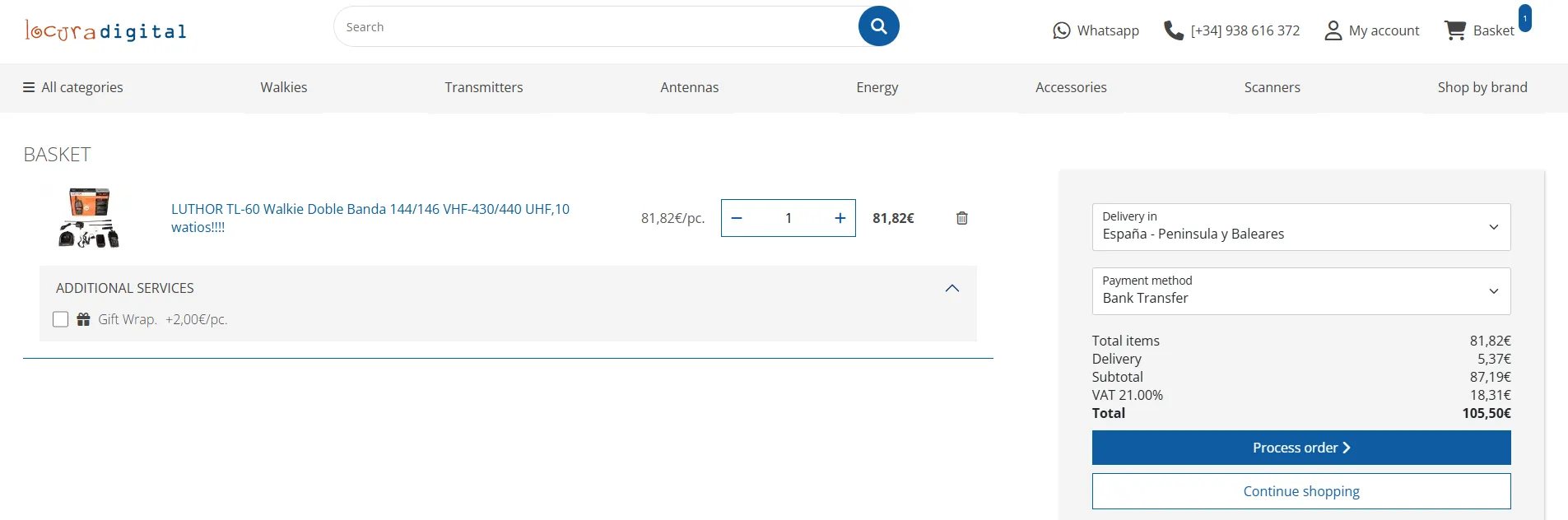 Buying cart of Locura Digital