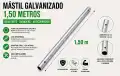 MIRMIDON HARD-401500 Mât fixe galvanisé 1500 mm x 40 mm x 1,5 mm