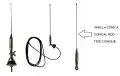 TAGRA RHF 80 AS KIT. Antena movil VHF radiante, antena se ajusta de 65 - 174 Mhz. Potencia máxima 150 watios. Conector palomilla. Longitud: 1090 mm.