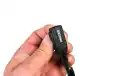 Microphone with integrated PTT button.