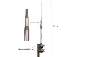 Tagra M27-12 Antena base de fibra CB 27 Mhz, 1/2 onda. Longitud 5,3 m