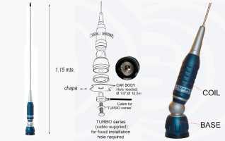 TURBO1000 BLUE LINE SIRIO ANTENA CB + 4 M RG58