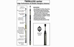 SIRIO TWIN-LOG-3 Antena de fibra CB conector 3/8 potencia 300 W - DISE�O formato USA