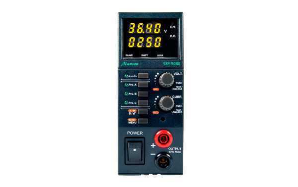 SSP-9080 MANSON Power Supply Laboratory 0.5-36V DC adjustable amperes of 0-5A, Safety circuits such as overload protection, over voltage (OVP), over temperature and short circuit protection to protect the device.