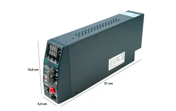 SSP-9080 MANSON Power Supply Laboratório 0.5-36V DC Amperes ajustáveis de 0-5A, Circuitos de segurança como proteção contra sobrecarga, sobretensão (OVP), superaquecimento e proteção contra curto-circuito para proteger o dispositivo.