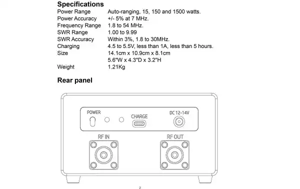 MAT-TUNER MAT-S1500 medidor potencia vatimetro caracteristicas tecnicas