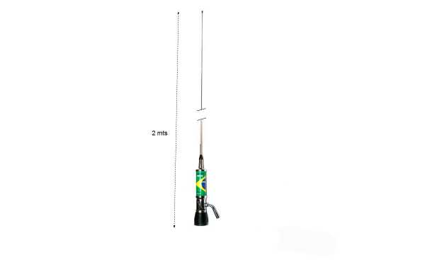 LEMM TURBO2001PL Drapeau Brésil Antenne Pliante CB 27mhz Longueur 2mts