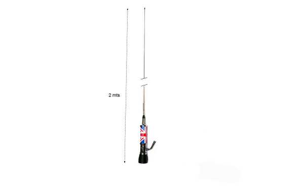 LEMM TURBO 2001PL Drapeau UK Antenne repliable CB27mhz Longueur 200 cm