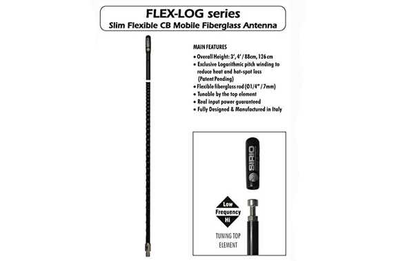 SIRIO FLEX-LOG-3 Antena de fibra CB 3/8 100 W - DISEÑO formato USA