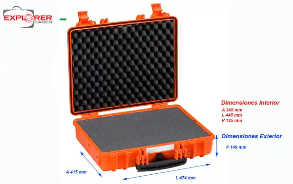 4412O mala mala cor laranja espuma Interior L445 x A345 x P125