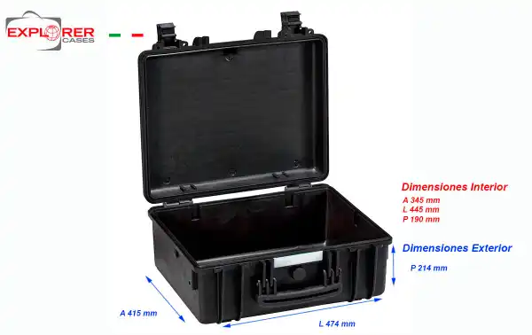 4419BE Maleta Explorer negra sin espuma Int L 445 x A 345 x P 190 mm