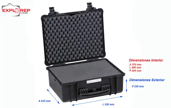 4822B Maleta Explorer color negro espuma Interior L 480 x A 370 x P 205, medidas exterior: Largo 520 x Ancho 435 x Profundidad 230 mm. Maleta de proteccion indestructible de polipropileno ideal para proteger equipos de radiocomunicacion, camaras, de tama