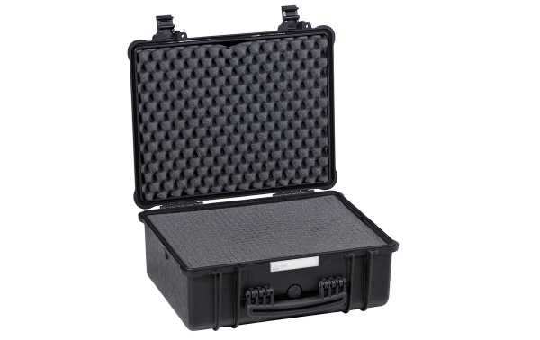 4822B Explorer suitcase color black foam Interior L 480 x H 370 x P 205, external measurements: Length 520 x Width 435 x Depth 230 mm. Indestructible polypropylene protection suitcase ideal to protect radiocomunication equipment, cameras, medium size and 