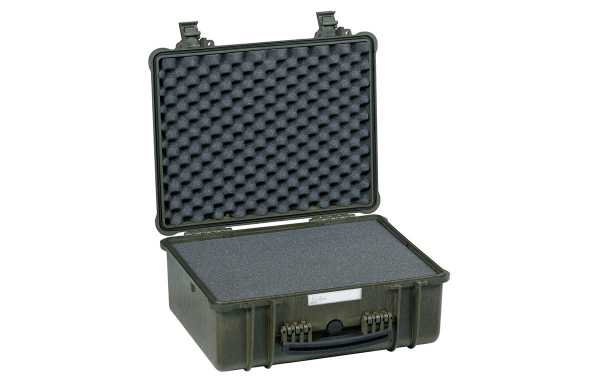 4820G Green Explorer suitcase with foam Interior L 480 x H 370 x P 205 mm, external measurements: Length 520 x Width 435 x Depth 230 mm. Indestructible polypropylene protection suitcase ideal to protect radiocomunication equipment, cameras, medium size an