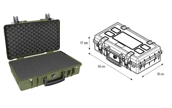 5215HL-G Explorer Vert militaire avec mousse 55 x 17 x 35 cm