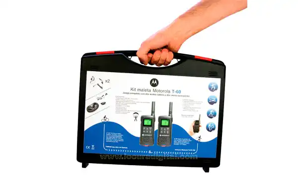 MOTOROLA TLKR T60 KIT MALETA walkie uso libre + REGALO 2 PINGANILLOS
