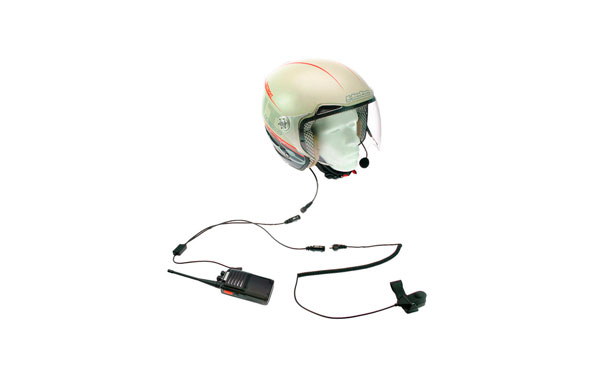 KIM 66 Y2. Kit especialmente diseñado para uso en motocicletas con casco que no son integrales. El microfono lleva una pertiga flexible.