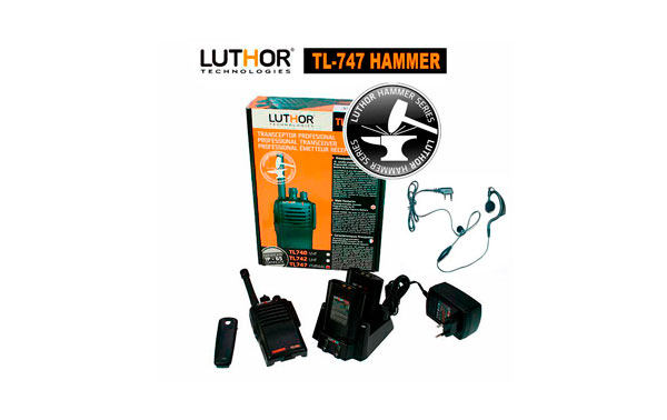 LUTHOR TL-747 HAMMER Walkie 16  CANALES  PMR 446 MHZ. KIT  COMPUESTO X DOS BATERIAS. Proteccion al agua  IP-65  