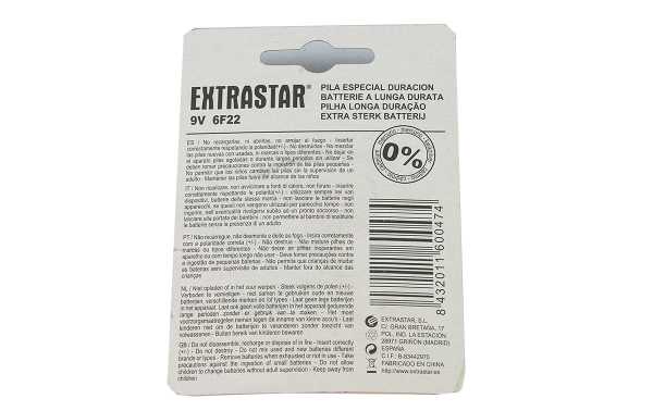 ExtraStar 3 pacchetti 3 batterie dipolo rettangolo lunga durata 9V