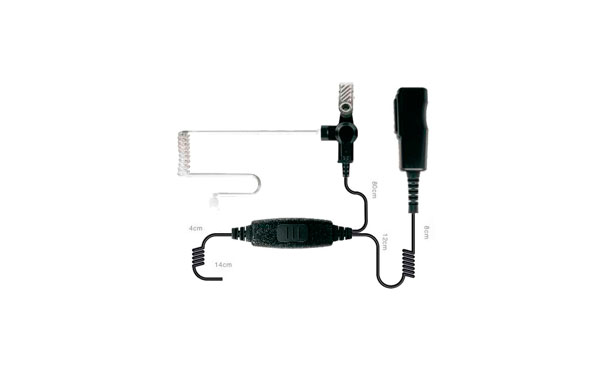 Nauzer PIN-MAT-S. High quality tubular micro-earphone with double PTT. For MIDLAND handhelds