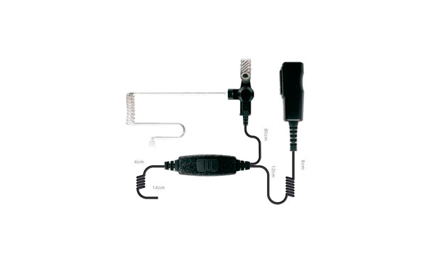 Nauzer PIN-MAT-N1. High quality tubular micro-earphone with double PTT. For TETRA - TETRAPOL NOKIA handhelds