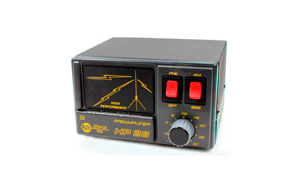 HP28 ZETAGI Preamplificador Antena CB 26-30 Mhz. 25 dB regulable.  