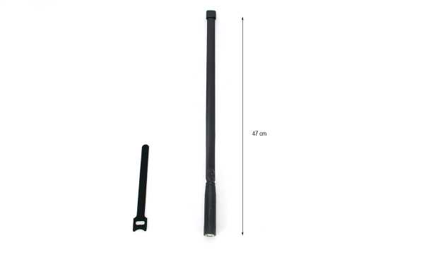 Antena tactical ACMR401 PRESIDENT. De formato tipo antena táctica militar, es compatible con walkies de CB 27 Mhz con conector tipo TNC: PRESIDENT RANDY II, RANDY III, K-PO PANTHER, LAFAYETTE URANO, etc... Su longitud es de 47 centimetros, lo que le confi