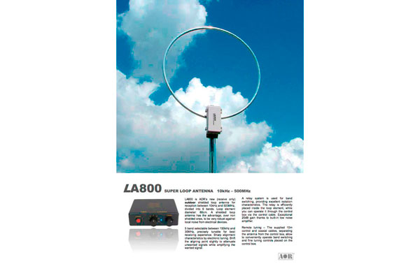 LA800 AOR antena super loop para recepción de 10 Khz. - 500 Mhz. 