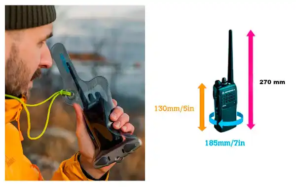 AQ208 AQUAPAC Funda impermeable para walkie talkies medida pequeña